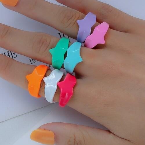 Hot sale Drop Oil Copper rings adjustable Star Ins Colorful Fashione Rings for Women exquisite jewelry female accessories gift