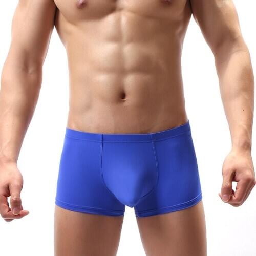 Hot mens mid-waist mens underwear ice silk breathable boxer shorts U convex sexy transparent boxer shorts
