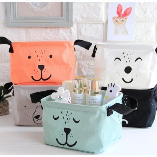 Cute Printing Desktop Waterproof Organizer Cotton Linen Sundries Storage Box Cabinet Underwear Cartoon Aminal expression