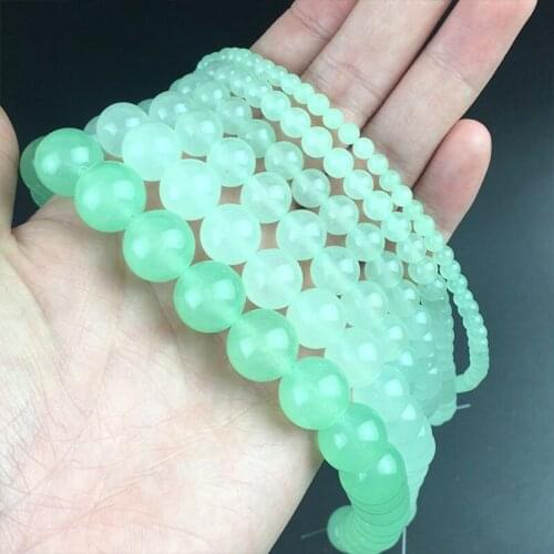 Natural Light Green Chalcedony Jades Stone Beads Round Loose Beads For Jewelry Making DIY Earrings Bracelet 15'' 4/6/8/10/12mm