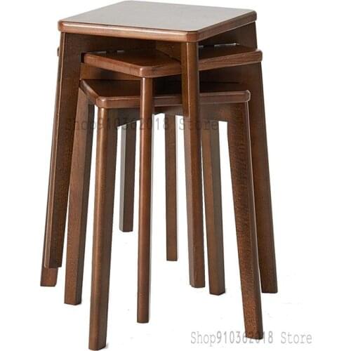 Solid Wood Small Stool Household Wooden Stool Round Stool Bench Dining Stool Adult High Stool Square Stool Wooden Stool High Sto