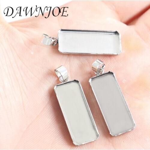 10pcs 10x25mm Rectangle Stainless Steel Blank Cabochon Base Setting Trays Pendant DIY Jewelry Making Supplies Jewelry Finding