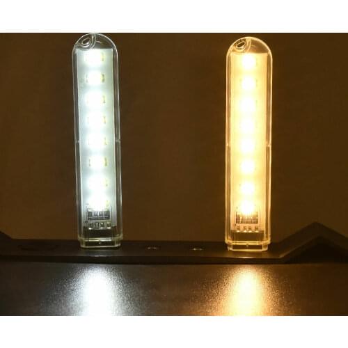 Potable USB Power LED Lamp 8 Leds Lights Car Interior Atmosphere Lamp Lighting Night Work Light Car USB Decorative Lamps