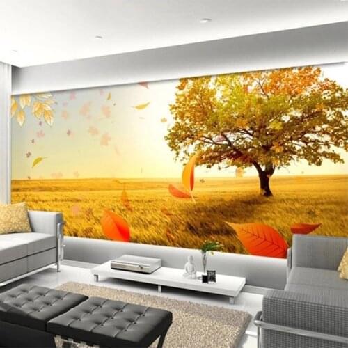 Custom Photo Wallpaper 3D Golden Autumn Landscape Leaves Mural Living Room TV Sofa Bedroom Background Wall Decor Papel De Parede