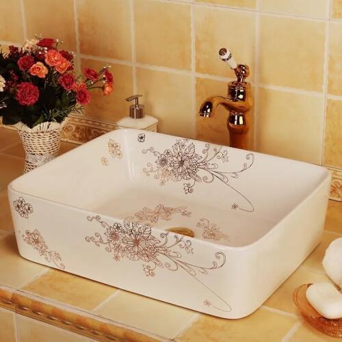Rectangular shape ceramic wash basin for modern home decoration