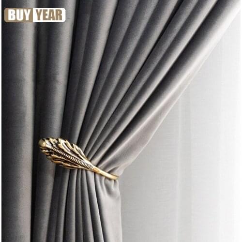Luxury Gray Velvet Shading Velvet Modern Retro American French Curtains for Living Room Bedroom Blackout Curtains Tulle Custom