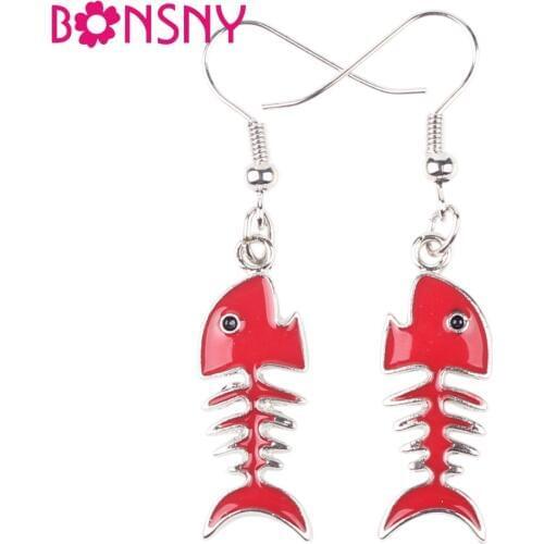Bonsny Enamel Drop Fish Earrings Alloy Dangle Earrings For Women 2016 New Famous Brand Style Pendientes Boucles d'oreilles