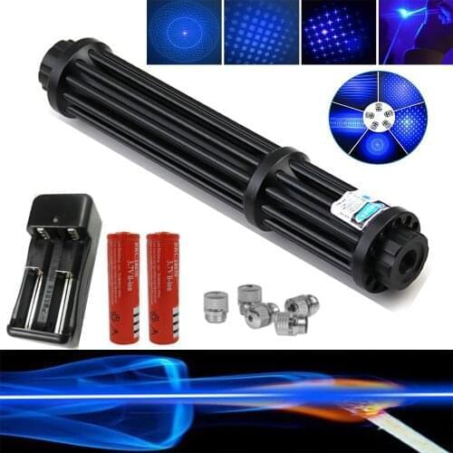 Most Powerful Blue Laser Pointer High Power Military 450nm laser sight Pen Adjustable Focus Burning Matches