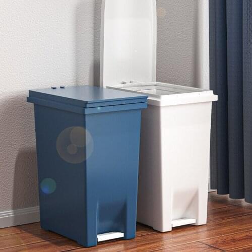 Blue Modern Rectangle Trash Bin Cover Large Kitchen Trash Can Garbage Sorting Standing Poubelle Household Cleaning Tools BK50LJ