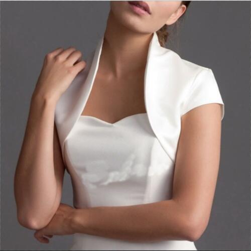 Short Sleeve wedding jacket satin bolero jackets Cheap Bridal Party Coat Free shipping Bridal Wrap Custom Made