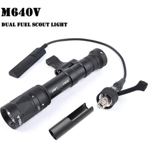 Tactical Light M640V-DF Dual Fuel Weponlight 1400 Lumens LED White Light Constant & Strobe Flashlight Airsoft