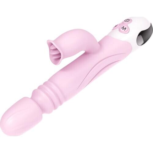 Telescopic G Spot Dildo Rabbit Vibrator for Women Dual Vibration Silicone Waterproof Female Vagina Clitoris Massager Sex Toys