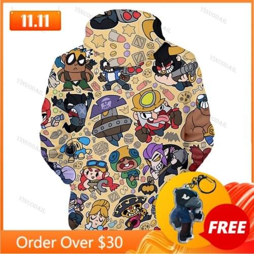 Anime Thin Hoodie Birthday Gift POCO Browlersss Boys Girls 3D PRIMO MORTIS Thin Hoodie Crow Spike Shelly Hoodie Kids Game