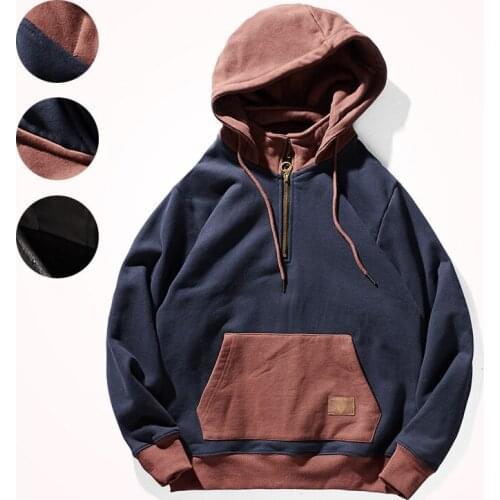 Autumn and Winter Fashion Pure Cotton Terry Heavyweight Thick Plus Velvet Hoodies for Mens Loose Hooded Pullover Sportswear
