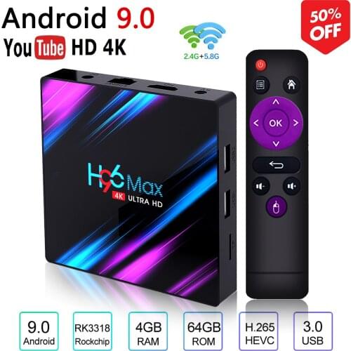 H96 MAX Android 9.0 Smart TV Box 4GB RAM 32GB RK3318 Media player 4K Google Voice Assistant Youtube H96MAX 2GB 16GB Set Top Box