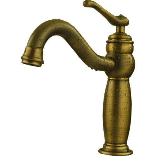 Vidric antique brass single handle long neck basin faucets bathroom deck mounted taps bath washbasin faucet hot cold mixer taps
