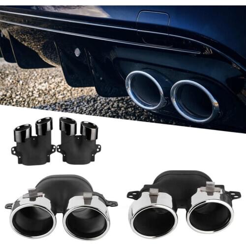 Exhaust Muffler Quad Exhaust Tips Fit for Mercedes-AMG C43 W205 S205 C205 A205 Facelift 2019+ Exhaust Pipe End Auto Accessories