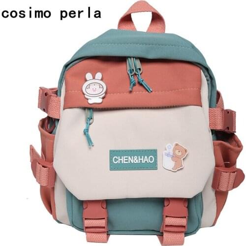 Japanese Contrast Stitching Backpack for Girls Nylon Daypacks Travel Shopping Small Purse Dual-use Messenger Bag Cute Mother Bag