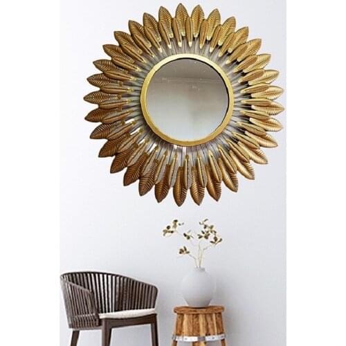 European Style Iron Hanging Mirror Furniture Decorative Mirror Background Wall Mirror Creative Mirror Living Room Decoration