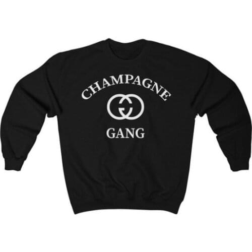 Autumn Winter Sweatshirt CHAMPAGNE GANG Woman Hoodies Female Long Sleeve Hoodies Pullover O-neck Tops Clothes