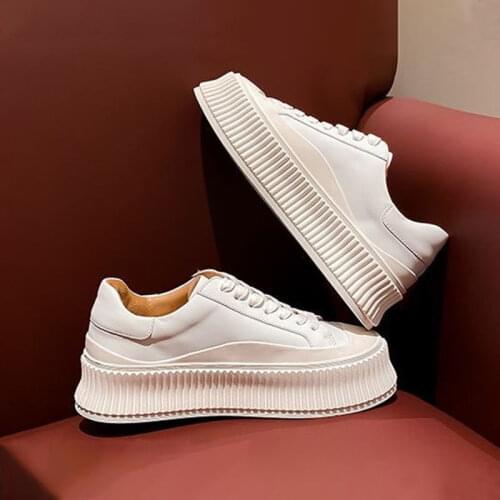 Shoes Woman Japanese Style Platform Heightened Easy Wear Shoes Womens 2021 Muffin Lace-up Fashion Luxury Casual Sneakers