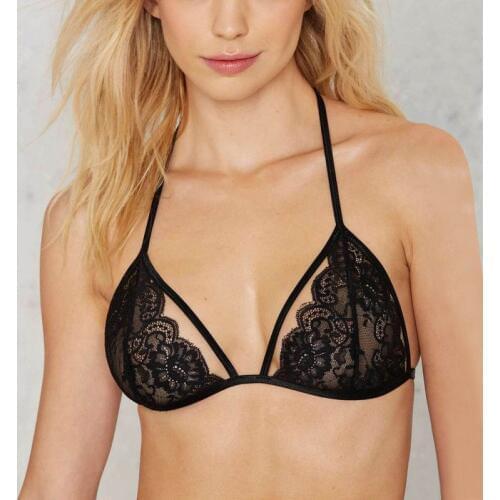 Sexy Women Floral Lace Bra Black Lingerie Bustier Sheer Bralette Unpadded Brassiere S-XL for Female