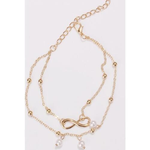 Punk 2018 New Fashion Anklet Small Fresh 8 Word Double Pearl Anklet Selling Lady Legs Anklet Wholesale Anklets For Women