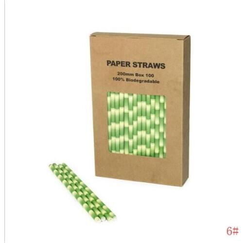100pcs/box Black and white stripe paper straw Striped Chevron Polka Dot Drinking Straws For Birthday Wedding Decorative Party