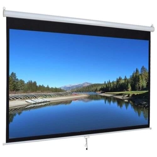 120 Inch 4:3 Manual Pull Down Projection Screen Wall Mounted Ceiling Self-Locking Matte White