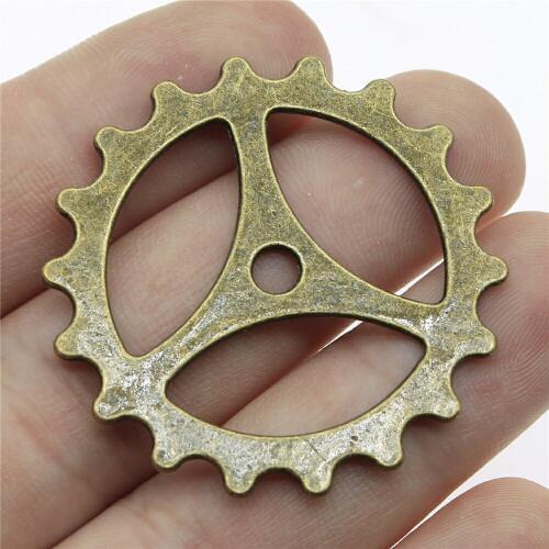 4pcs Charms Gear Steampunk Antique Bronze Color Alloy DIY Jewelry Making Accessories 1.6 inch (40mm)