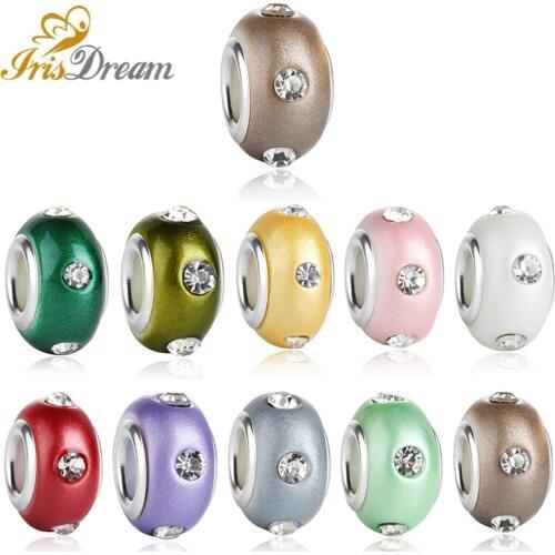 50pcs Crystal Glass Beads Spacer fit Pandora Bracelet Charms Bangle Pendant Necklace for Jewelry Making DIY Curtains Accessories