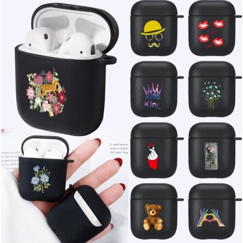 Airpods Case for Apple Airpods1/2 Gen Frosted Black Silicone Material Bluetooth Earphone Protective Case