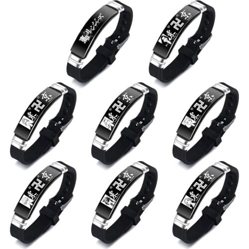 Trendy Stainless Steel Tokyo Revengers Characters ID Bracelet Cosplay Hanagaki Takemichi Silicone Bangle Wristband Jewelry