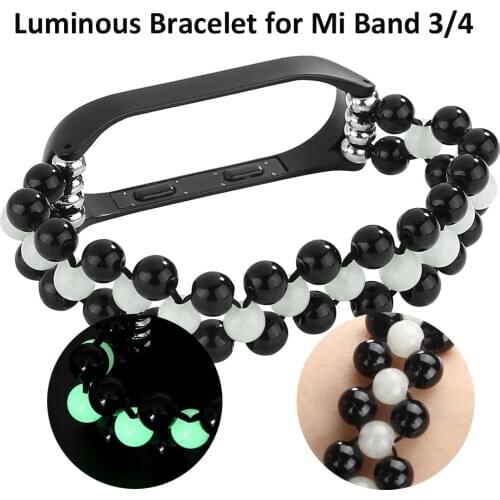 Handmade Jewelry Agate Bands for Xiaomi Mi Band 4 Strap Night Luminous Beads Wristband Mi Band 3 Bracelet for Girls Women Luxury