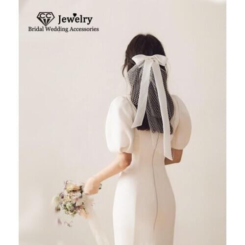 CC Hair Veil Butterfly Shape Wedding Accessories for Women Bridal Veils Lace Fashion Jewelry Tulle Party Gifts One Layer V644