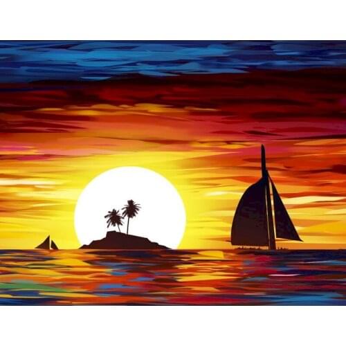 GATYZTORY Framed Sunset over the sea Landscape Diy Painting By Numbers For Kids Oil Painting Acrylic Drawing Home Wall Decor