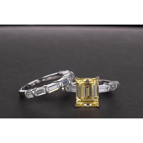 S925 Sterling Silver 8 * 10 diamond ring, big table top ring, super flash luxury feeling, 6 carat diamond process, gift for girl