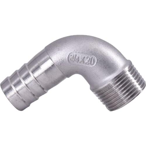 1/8" 1/4" 3/8" 1/2" 3/4" 1" BSPT Male 6/8/10/12/14/15/16/20/25/32mm Hose Barb Hosetail Elbow 90 Degree Connector 304 Stainless