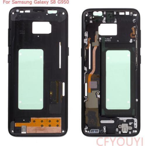 For Samsung Galaxy S8 G950 G950F Housing LCD Display Middle Frame Bezel Chassis Plate Repair Part with Side Button