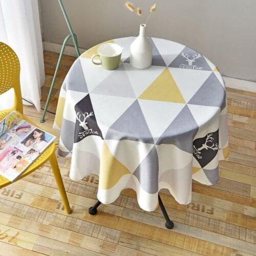 Nordic Style Round Tablecloth Simple Waterproof Restaurant Hotel Household Round Table Cloth Printing Plaid