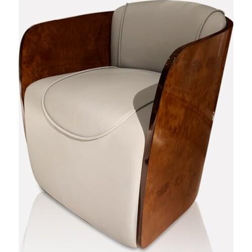 Indoor Round Lounge Chair Living Room Wooden Veneers Sofa Chair