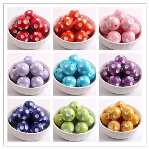 Kwoi Vita Colorful Fashion Jewelry 12mm/14mm/16mm/18mm/ 20mm/24mm Resin Polka Dot Beads for Chunky beads necklace Wholesales