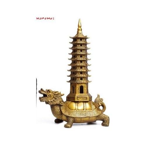Brass wenchang tower 9 layer water dragon turtle furnishing articles large size