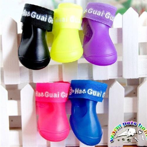 Fashion PVC Candy Color Jelly Pet Dog Rain Boots Waterproof Dog Shoes Mascotas Perros Rain Boot Pets Shoes For Animals