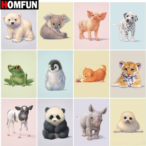 HOMFUN Full Square/Round Drill 5D DIY Diamond Painting "Animal themed scene" Embroidery Cross Stitch 5D Home Decor Gift