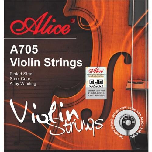 Alice A705 Violin Strings Set Stainless Steel Coated Steel Core Nickel Chromium Wound 4 Strings for 4/4,3/4,1/2,1/4,1/8
