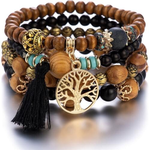 SZELAM New 2121Bohemian Bracelets Creative Womens Jewelry Tassel Multilayer Beaded Bracelets SBR210008