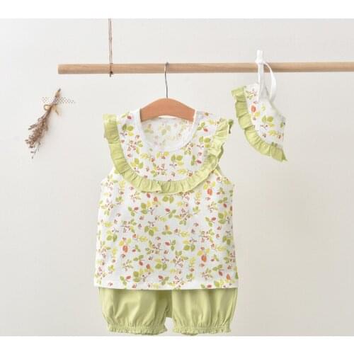 Summer new girls spring clothes childrens suits baby two-piece suits cute little flowers casual childrens clothes