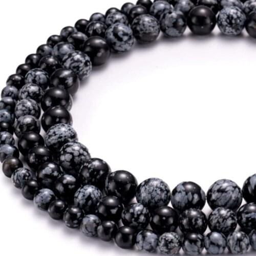 Snowflake Obsidian Gemstone Loose Beads for DIY Bracelet Jewelry Making Bead (4/6/8/10mm)
