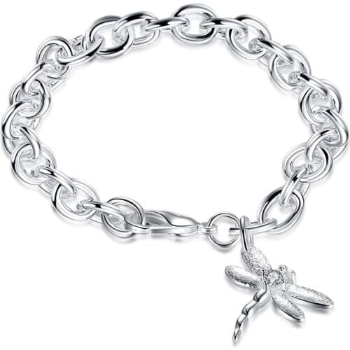 BABYLLNT Wholesale 925 Silver Dragonfly Pendant Bracelet For Woman Wedding Engagement Fashion Charm Party Elegant Jewelry Gift